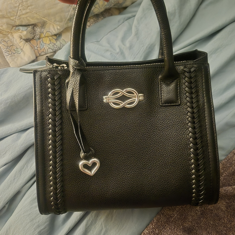 Brighton Black Satchel with Silver Heart Charm